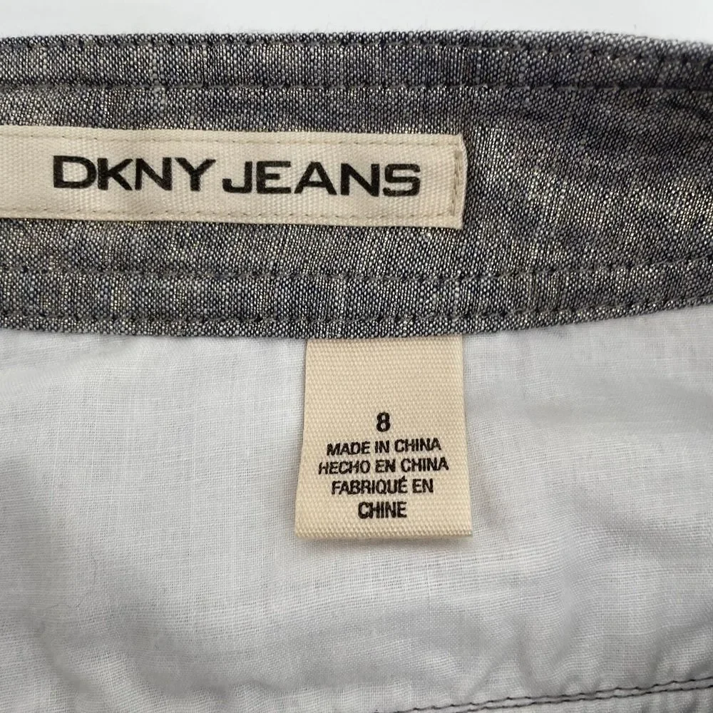 DKNY‎ Shorts Woman's 8 Linen Blend Metallic Gray Silver Y2K 90s 80's Clubwear